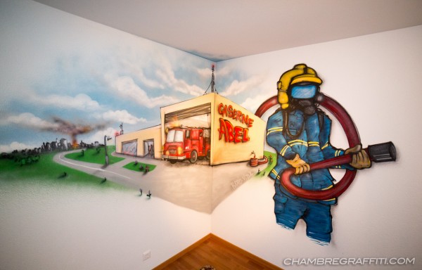 Abel-Chambre-Graffiti-Pompier-camion-deco-chambre-caserne