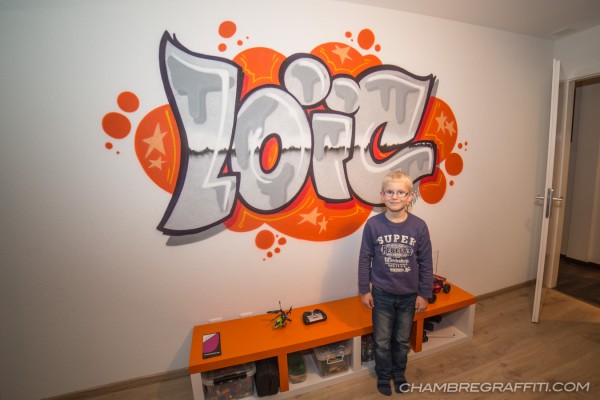 Chambre graffiti prenom Loic Rouge