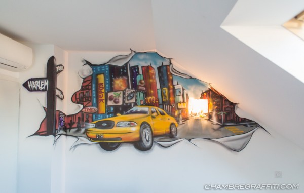 New York City Deco Taxi Chambre Garcon